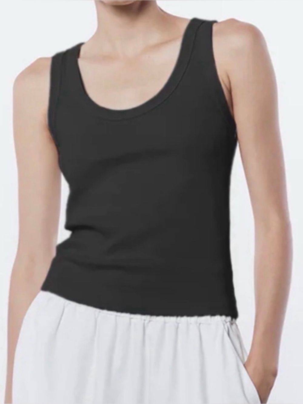 Enza Costa Supima Rib Scoop Tank Black Size XS